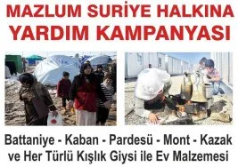 Mazlum Suriye halkına yardım kampanyası