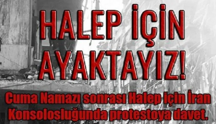 Halep için İran Konsolosluğu önünde protesto daveti