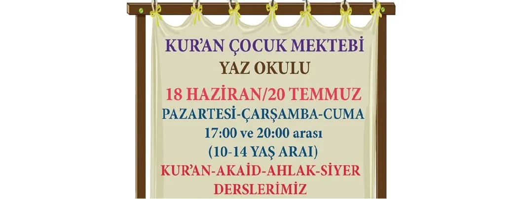 Kur’an Mektebi’nden 10-14 yaş arası erkek çocuklara yaz okulu