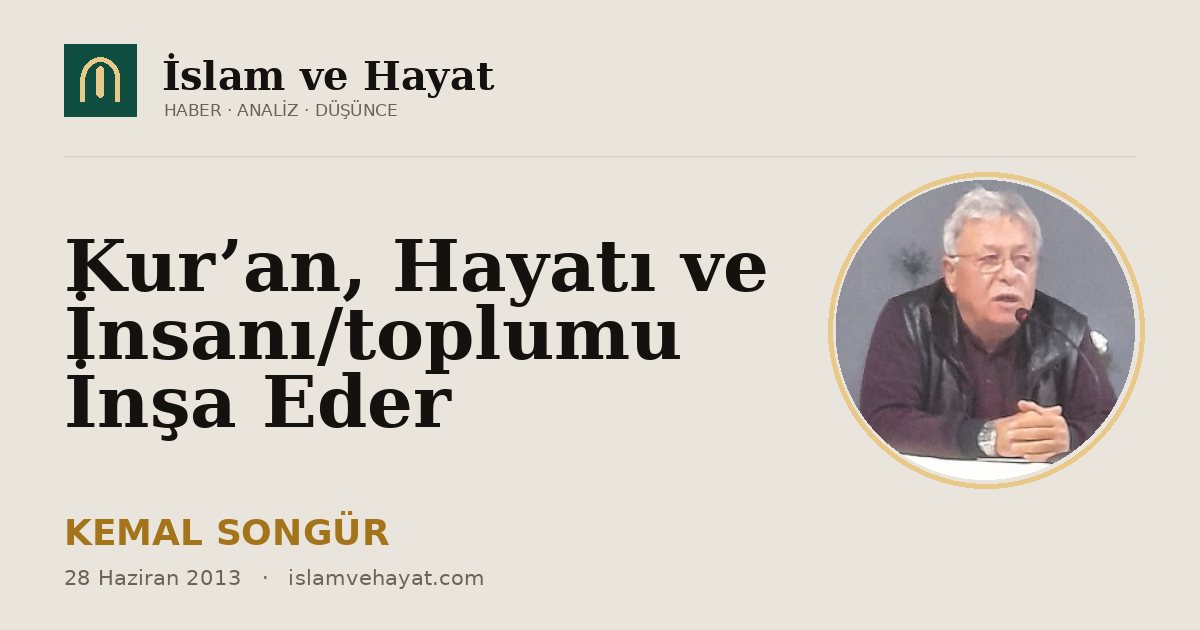 Kur’an, Hayatı ve İnsanı/toplumu İnşa Eder
