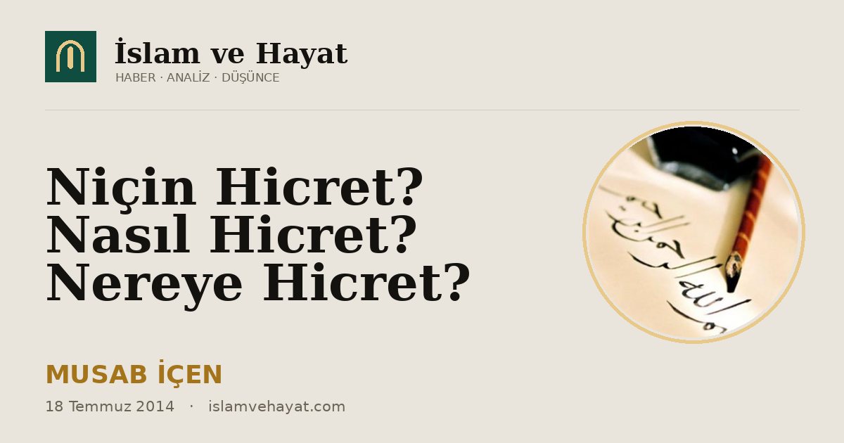 Niçin Hicret? Nasıl Hicret? Nereye Hicret?