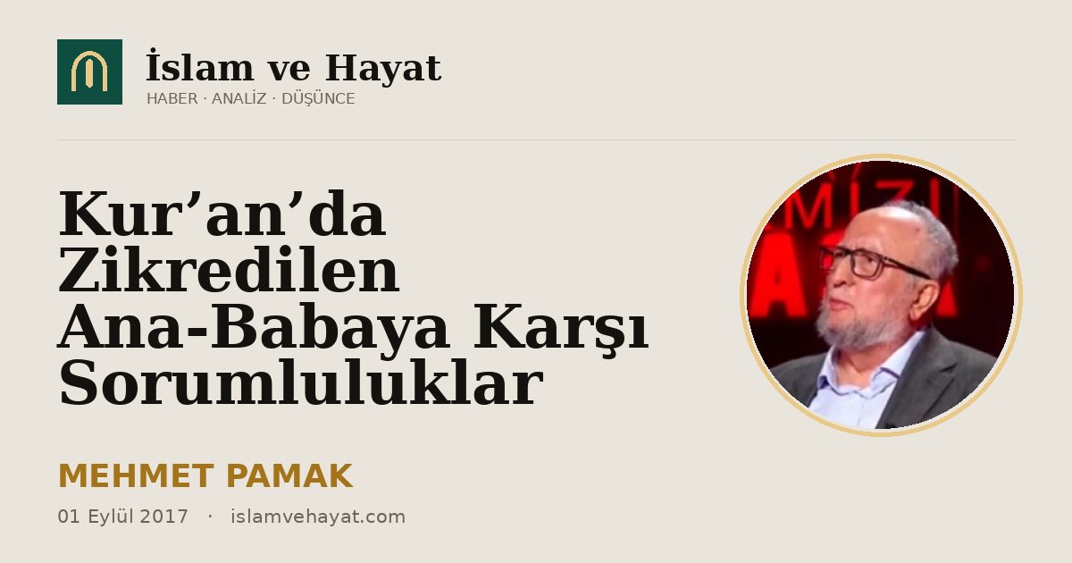 Kur’an’da Zikredilen Ana-Babaya Karşı Sorumluluklar