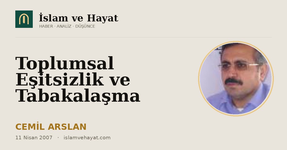 Toplumsal Eşitsizlik ve Tabakalaşma