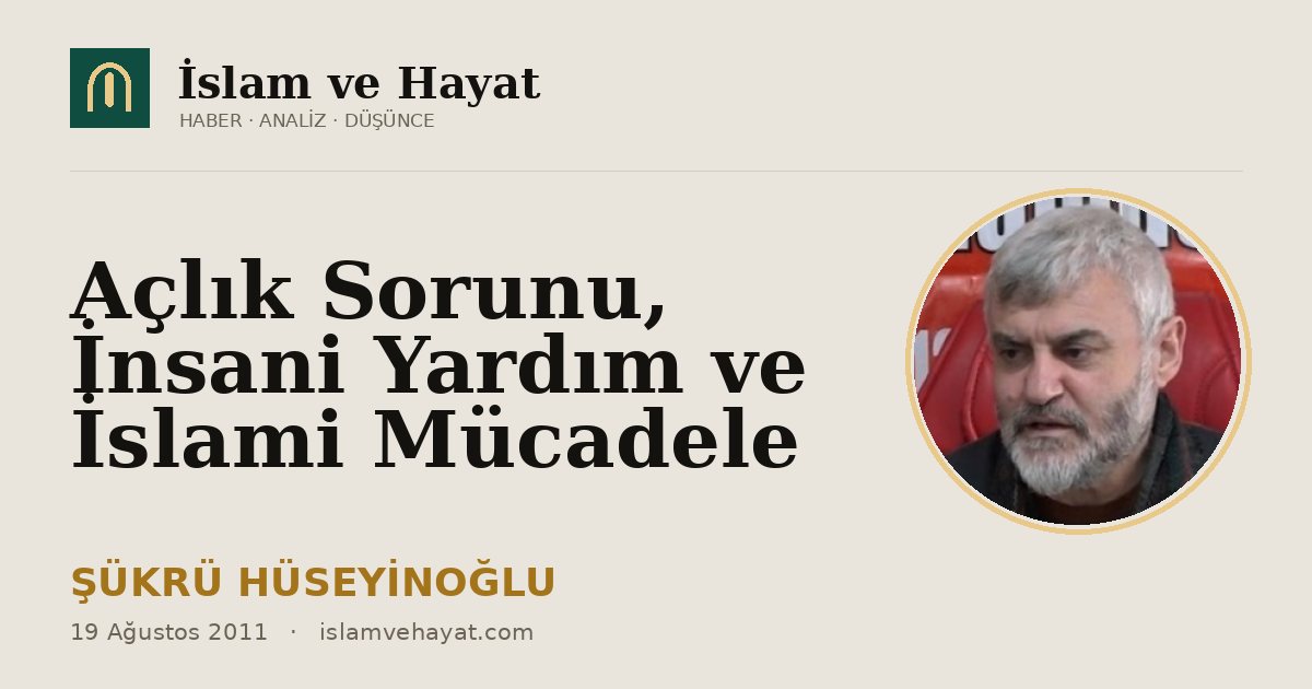 Açlık Sorunu, İnsani Yardım ve İslami Mücadele