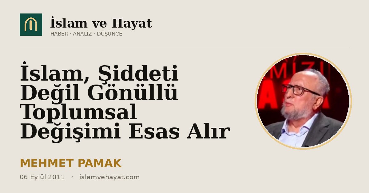 İslam, Şiddeti Değil Gönüllü Toplumsal Değişimi Esas Alır