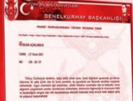 27 Nisan bildirisi hâlâ Genelkurmay sitesinde