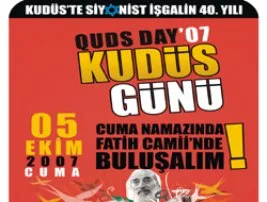 Kudüs Günü 5 Ekim’de Fatih Camii’nde kutlanacak